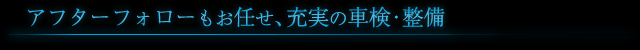 アフターフォローもお任せ、充実の車検・整備
